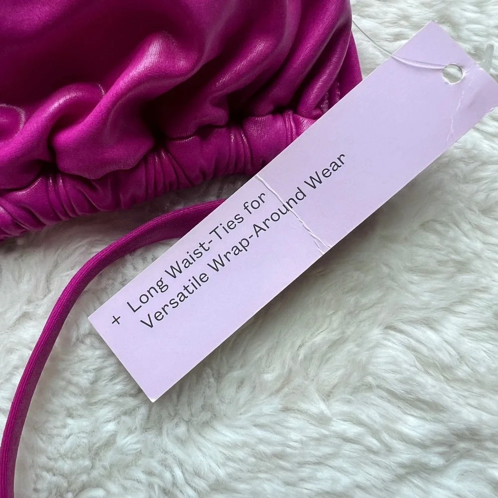 Wild Fable Magenta Purple Triangle Bikini Top XS New Halter Swim 238174283 NWT